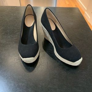 NWOT J. Crew Black Seville Espadrille Wedge 6